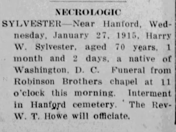 Obituary for Harry W. Sylvester (Aged 70)